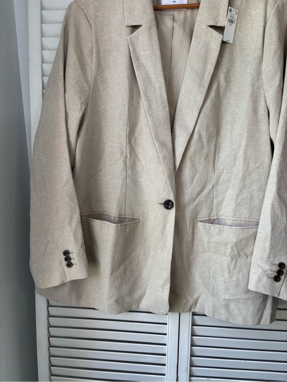 NWT Old Navy Linen Blend Womens Blazer beige Tan xxl - Picture 4 of 6